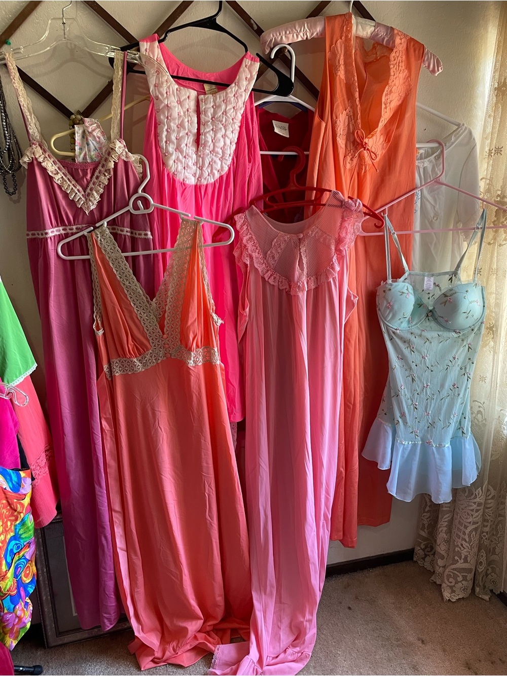 Colorful lingerie slip bundle vintage s m